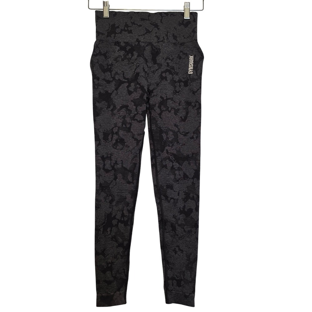 Gymshark Adapt Camo Seamless High Waisted Scrunch Leggings Grey Black Size Small